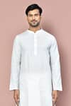 Shop_Arihant Rai Sinha_White Cotton Chequered Pattern Kurta With Dhoti Pant _Online_at_Aza_Fashions