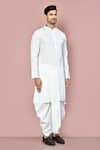 Arihant Rai Sinha_White Cotton Chequered Pattern Kurta With Dhoti Pant _at_Aza_Fashions