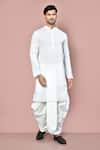 Buy_Arihant Rai Sinha_White Cotton Geometric Pattern Kurta With Dhoti Pant _at_Aza_Fashions