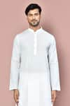 Shop_Arihant Rai Sinha_White Cotton Geometric Pattern Kurta With Dhoti Pant _Online_at_Aza_Fashions