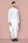 Arihant Rai Sinha_White Cotton Geometric Pattern Kurta With Dhoti Pant _at_Aza_Fashions