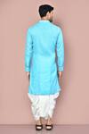 Shop_Arihant Rai Sinha_Blue Cotton Asymmetric Button Detail Kurta With Dhoti Pant_at_Aza_Fashions