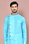 Buy_Arihant Rai Sinha_Blue Cotton Asymmetric Button Detail Kurta With Dhoti Pant_Online_at_Aza_Fashions