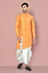 Buy_Arihant Rai Sinha_Orange Cotton Plain Asymmetric Hem Kurta With Dhoti Pant _at_Aza_Fashions