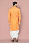 Shop_Arihant Rai Sinha_Orange Cotton Plain Asymmetric Hem Kurta With Dhoti Pant _at_Aza_Fashions