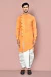 Buy_Arihant Rai Sinha_Orange Cotton Plain Asymmetric Hem Kurta With Dhoti Pant _Online_at_Aza_Fashions