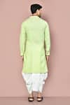 Shop_Arihant Rai Sinha_Green Cotton Plain Full Sleeve Asymmetric Hem Kurta With Dhoti Pant _at_Aza_Fashions