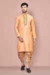 Buy_Arihant Rai Sinha_Orange Cotton Woven Flower Butti Pattern Kurta With Dhoti Pant _at_Aza_Fashions