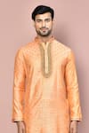 Shop_Arihant Rai Sinha_Orange Cotton Woven Flower Butti Pattern Kurta With Dhoti Pant _Online_at_Aza_Fashions