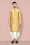 Buy_Arihant Rai Sinha_Beige Cotton Embroidery Paisley Vine Kurta With Dhoti Pant _Online_at_Aza_Fashions