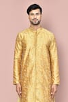 Shop_Arihant Rai Sinha_Beige Cotton Embroidery Paisley Vine Kurta With Dhoti Pant _Online_at_Aza_Fashions