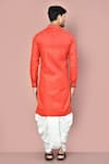 Shop_Arihant Rai Sinha_Red Cotton Plain Asymmetric Hemline Kurta With Dhoti Pant _at_Aza_Fashions