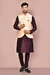 Buy_Arihant Rai Sinha_Pink Cotton, Silk Embroidery Woven Bundi And Kurta Set _at_Aza_Fashions
