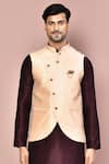 Arihant Rai Sinha_Pink Cotton, Silk Embroidery Woven Bundi And Kurta Set _Online_at_Aza_Fashions