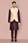 Arihant Rai Sinha_Pink Cotton, Silk Embroidery Woven Bundi And Kurta Set _at_Aza_Fashions