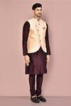 Shop_Arihant Rai Sinha_Pink Cotton, Silk Embroidery Woven Bundi And Kurta Set 