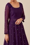 Shop_Ikshita Choudhary_Purple Chanderi Embroidered Sequin Scoop Anarkali Skirt Set _Online_at_Aza_Fashions