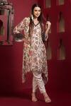 Buy_Sonia Baderia_Off White Chiffon, Cotton Satin Embroidery, Floral Print Kaftan And Pant Set_at_Aza_Fashions