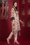 Buy_Sonia Baderia_Off White Chiffon, Cotton Satin Embroidery, Floral Print Kaftan And Pant Set_Online_at_Aza_Fashions