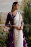 Shop_Jigar Mali_Purple Organza Floral Embroidered Jacket And Saree Set _Online_at_Aza_Fashions