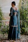 Shop_Jigar Mali_Green Chanderi, Organza, Linen Sequins, Beads Dori Embroidered Kurta Sharara Set _at_Aza_Fashions