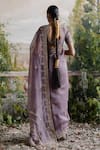 Shop_Jigar Mali_Purple Organza, Silk Embroidery, Beads Placement Saree With Blouse _at_Aza_Fashions
