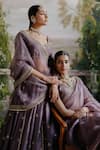Jigar Mali_Purple Organza, Silk Embroidery, Beads Placement Saree With Blouse _at_Aza_Fashions