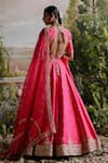 Shop_Jigar Mali_Pink Raw Silk Embroidery Dori V Neck Bridal Lehenga Set  _at_Aza_Fashions