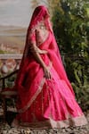 Shop_Jigar Mali_Pink Raw Silk Embroidery Dori V Neck Bridal Lehenga Set  _Online_at_Aza_Fashions