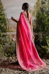 Shop_Jigar Mali_Pink Silk, Organza Embroidery, Beads, Sequins Border Saree With Blouse _at_Aza_Fashions