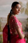Shop_Jigar Mali_Pink Silk, Organza Embroidery, Beads, Sequins Border Saree With Blouse _Online_at_Aza_Fashions