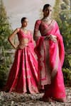 Jigar Mali_Pink Silk, Organza Embroidery, Beads, Sequins Border Saree With Blouse _at_Aza_Fashions