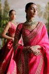 Buy_Jigar Mali_Pink Silk, Organza Embroidery, Beads, Sequins Border Saree With Blouse 