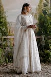 Shop_Jigar Mali_Off White Chanderi, Organza Embroidery, Diamonds Round Neck Anarkali Jacket Set _Online_at_Aza_Fashions