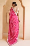 Shop_Geroo Jaipur_Pink Pure Georgette Hand Bandhani Saree With Unstitched Blouse Piece _at_Aza_Fashions