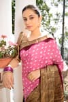 Geroo Jaipur_Pink Modal Silk Kanchipuram Zari Work Border Saree With Unstitched Blouse Piece _Online_at_Aza_Fashions