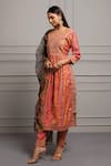 Buy_Geroo Jaipur_Pink Silk Printed Bandhani Round Kurta Pant Set _Online_at_Aza_Fashions