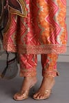 Geroo Jaipur_Pink Silk Printed Bandhani Round Kurta Pant Set _at_Aza_Fashions