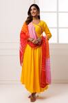 Buy_Geroo Jaipur_Yellow Kurta And Pant Rayon Embroidery Gota Patti Neckline Angrakha Anarkali Set _at_Aza_Fashions