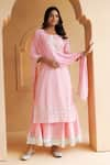 Buy_Geroo Jaipur_Pink Kurta And Pant Cotton Embroidery Gota Patti Round Sleeve Set _at_Aza_Fashions