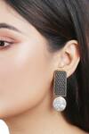 Shop_Trupti Mohta_Silver Plated Geometric Carved Earrings _at_Aza_Fashions