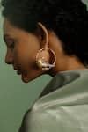 Buy_Trupti Mohta_Gold Plated Metallic Bird Carved Hoops _at_Aza_Fashions