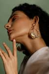 Shop_Trupti Mohta_Gold Plated Metallic Bird Carved Hoops _at_Aza_Fashions