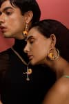 Shop_Trupti Mohta_Multi Color Birds Carved Parrot Hoops _at_Aza_Fashions
