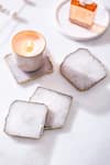 Buy Serein Wellness White Quartz Stone Coaster Set Of 4 at Aza Fashions Buy_Serein Wellness_White Quartz Stone Coaster Set Of 4_at_Aza_Fashions