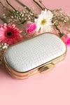 Buy_Alor Bags_White Plain Textured Clutch _at_Aza_Fashions