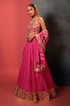 Buy Bandhani Pink Silk, Organza Embroidery, Gota Patti Square Neck Lehenga Set Online at Aza Fashions Buy_Bandhani_Pink Silk, Organza Embroidery, Gota Patti Square Neck Lehenga Set _Online_at_Aza_Fashions