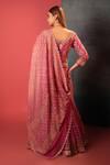 Shop_Bandhani_Pink Silk, Georgette Embroidery, Zari Round Neck Ombre Crush Lehenga Blouse Set _at_Aza_Fashions