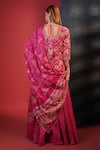 Shop_Bandhani_Pink Silk Beads, Embroidery, Mirrors Round Neck Gota Patti Sharara Set _at_Aza_Fashions