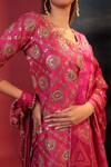 Shop_Bandhani_Pink Silk Beads, Embroidery, Mirrors Round Neck Gota Patti Sharara Set _Online_at_Aza_Fashions